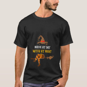 T-shirt Femme Infirmière De Jour Sorcière De Nuit Drôle Ha