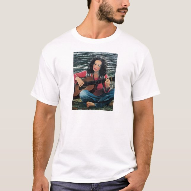 T-shirt Femme Jouant De La Musique Avec Guitare Acoustique (Devant)