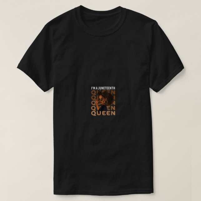 T-shirt Femme Junetdix Queen Swag Black Melanin Natural (Design devant)