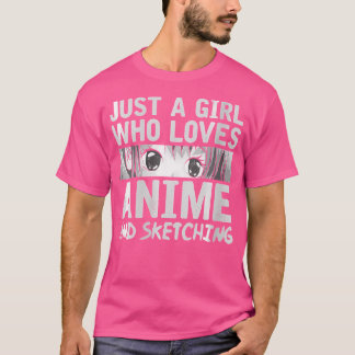 T-shirt Femme Juste Une Fille Qui Aime Anime Et Sketching