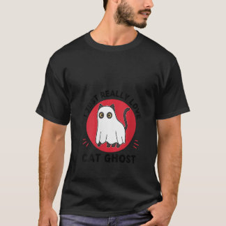 T-shirt Femme Kawaii Cat Ghost Je Vraiment Aimer Cute Ca