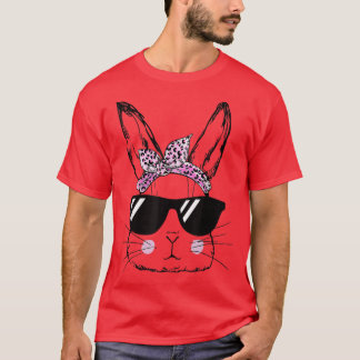 T-shirt Femme Lapin Visage Avec Lunettes De Soleil Léopard