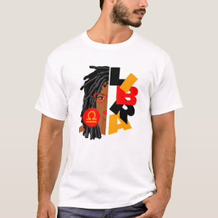 T-shirt Femme Libra Girl Afro Locs Girl Zodiac Signes Birt