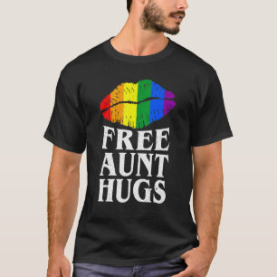 T-shirt Femme Libre Tante Hugs Lips Rainbow Lgbt Gay pride