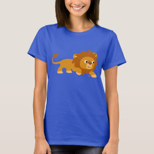T-shirt femme lion de dessin animé mignon intellig