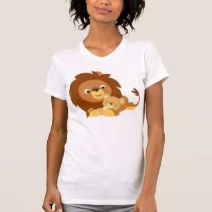 T-shirt femme lion papa et lion amour mignon