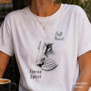 T-shirt Femme Lionne Cœur Doux Esprit Féroce