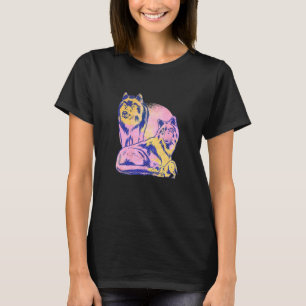T-shirt Femme Loup coloré Famille Vintage Pop Art Wolf 2
