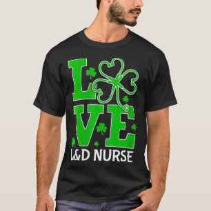 T-shirt Femme Love L&D Infirmière Shamrock Stethoscope RN 
