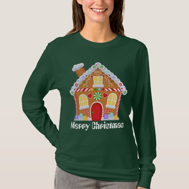 T-shirt femme maison en pain d'épice de Noël (Devant)