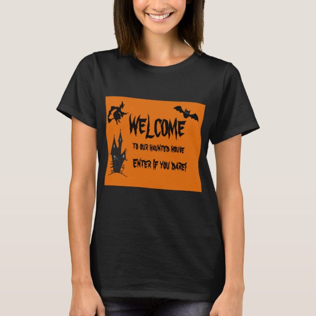T-shirt femme maison hantée Éffrayante Halloween (Devant)