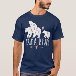 T-shirt Femme Mama Bear 2 Enfants Twin Cubs, Cool Mama Bea