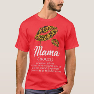 T-shirt Femme Mama Lèvres Léopard Grandma Drôle Signifiant