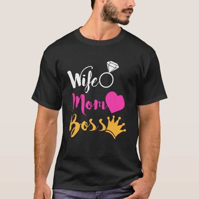 T-shirt Femme Maman Patron Joyeux Fête des mères Femmes Fi (Devant)