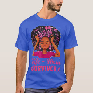 T-shirt Femme Maman Survivante Black Women Girl Cancer du