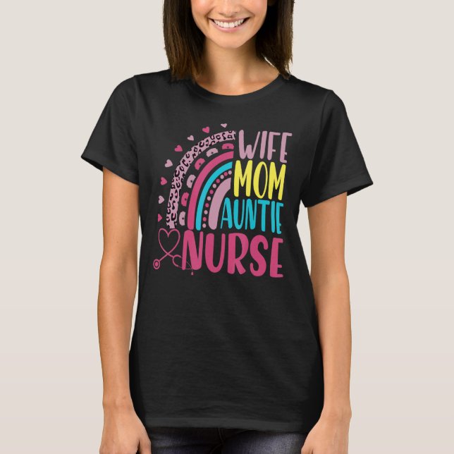 T-shirt Femme Maman Tante Infirmière Fête des mères Leopar (Devant)