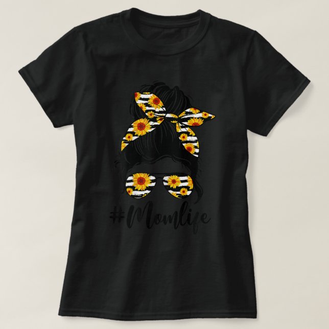 T-shirt Femme Maman Vie Cadeau Maman Vie Tournesol Messy B (Design devant)
