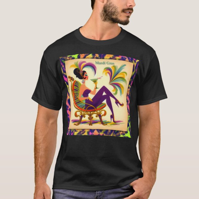T-shirt Femme Mardi Gras Martini du milieu du siècle futur (Devant)