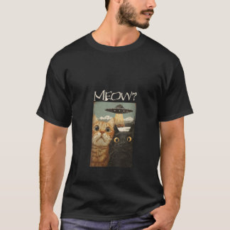 T-shirt Femme Meow Funny Cats UFO Amoureux de les chats Vi