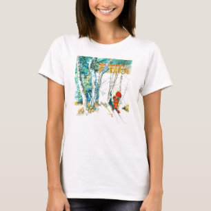 T-shirt Femme mettant sur ses skis