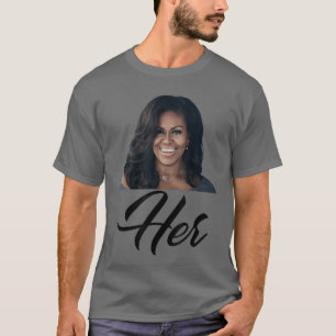 T-shirt Femme Michelle Obama Bleu Petit Classic Fit V