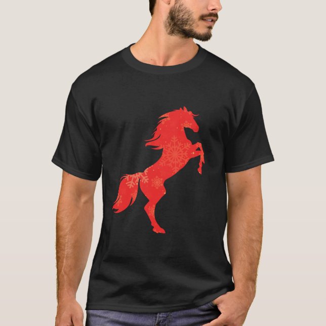 T-shirt Femme mignonne Cheval Amant Drôle hiver Noël Holi (Devant)