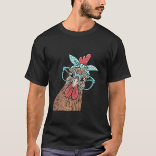 T-shirt Femme Mignonne Fille Poule Avec Bandana Bandeau et