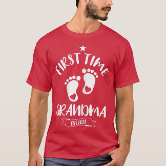 T-shirt Femme Mignonne Première Grandma 2022 Promue À Gr