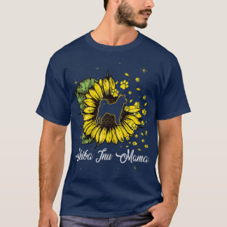 T-shirt Femme mignonne Shiba Inu Mama Tournesol Chien Mama