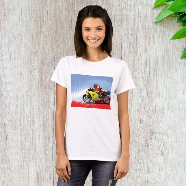 T-shirt femme moto jaune (Créateur téléchargé)