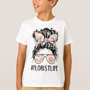T-shirt Femme Nn Messy Bun Florist Vie Plante Fleur Amour