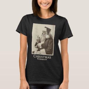 T-shirt Femme Noël Santa fumant drôle vintage Noël