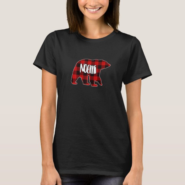 T-shirt Femme Noemi Ours Personnalisé Buffalo Rouge Plaid  (Devant)