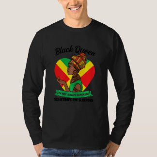 T-shirt Femme Noir Reine Je ne suis pas toujours sarcastiq