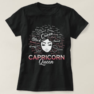 T-shirt Femme noire Capricorn Reine Janvier Anniversaire T