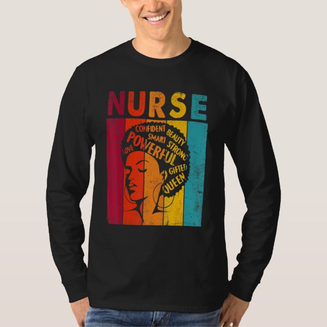 T-shirt Femme noire Infirmière Afro Retro Mois de l'histoi (Devant)