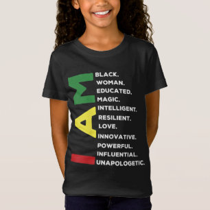 T-Shirt Femme noire instruite intelligente puissante