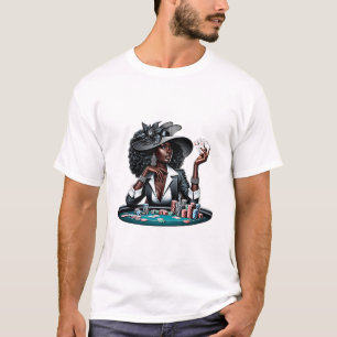T-shirt Femme noire Jeux Casino Cartes Poker Chips Art