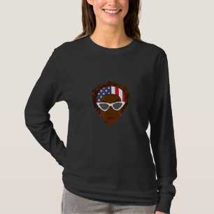 T-shirt Femme Noire Patriotique Mignonne Avec Scar Drapeau