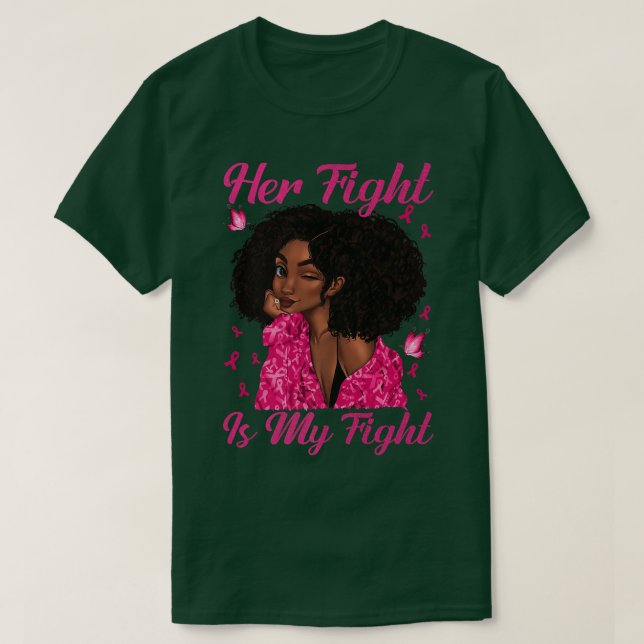 T-shirt Femme Noire Son Combat Est Mon Combat Cancer Du Se (Design devant)