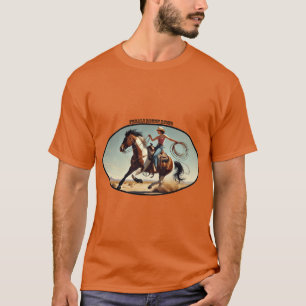 T-shirt Femme occidentale Cowgirl sur un cheval avec une c
