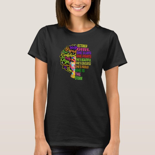 T-shirt Femme Octobre Fille Elle Slay & Prays Anniversaire (Devant)