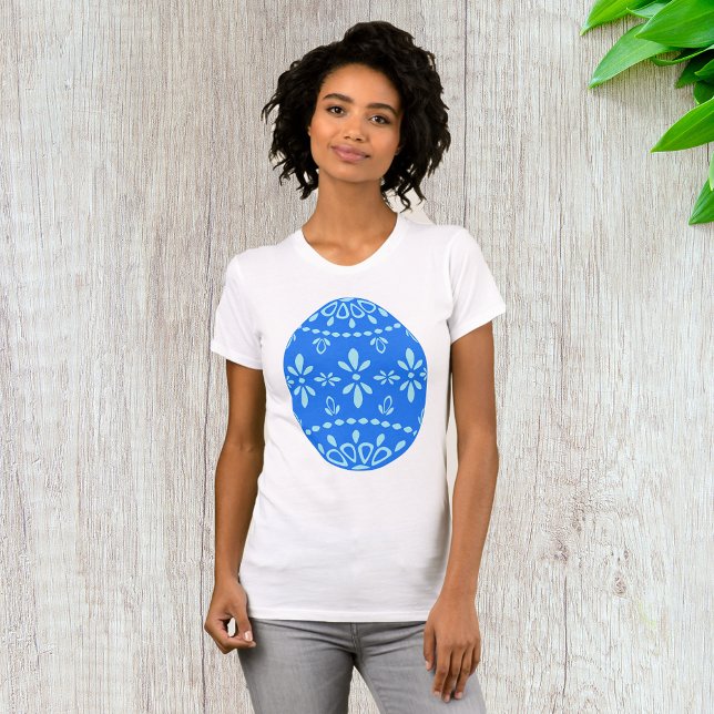 T-shirt Femme Oeuf de Pâques en dentelle bleue (Créateur téléchargé)