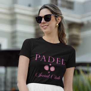 T-Shirt Femme Padel-Social Club Noir & Rose