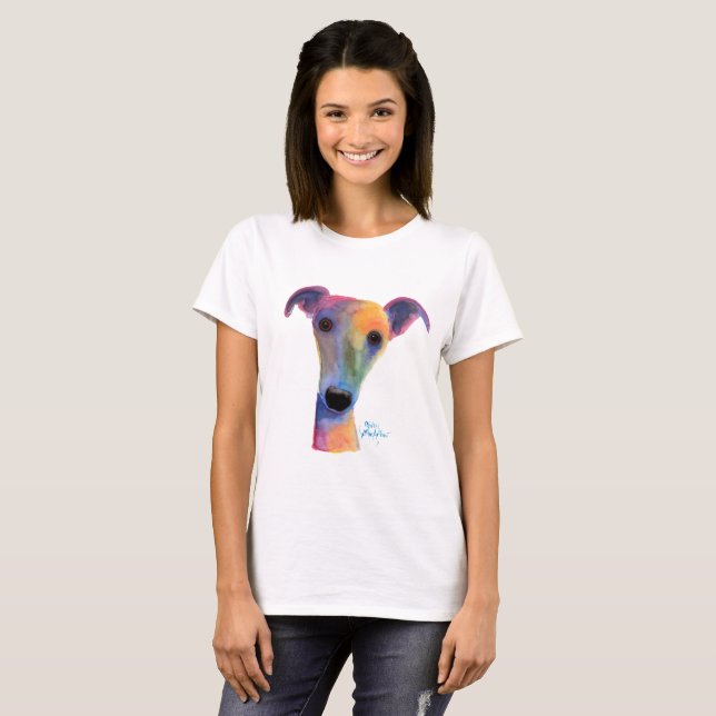 T-shirt Femme 'PANSY' pour Chien Nosey Whippet Gre (Devant entier)