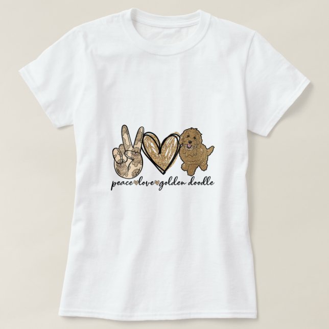 T-shirt Femme Peace Love Doodle Dog Or Amateurs de animal  (Design devant)