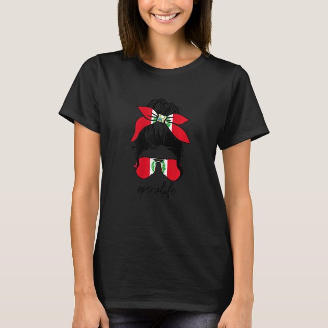 T-shirt Femme Pérou Vie Péruvienne Drapeau Fierté Fille Hi (Devant)