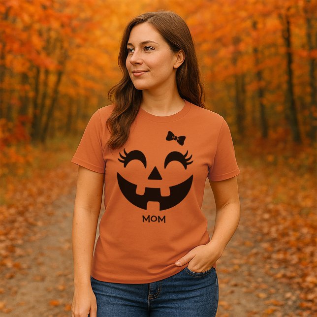 T-shirt Femme Personnalisée Cute Jack O'Lantern Face (Women's Jack O' Lantern Halloween Basic Dark T-Shirt)