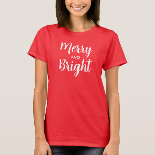 T-shirt Femme personnalisée Noël Rouge Blanc Joyeux Et Lum