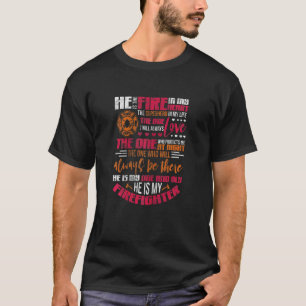 T-shirt Femme Pompier Femme Femme Fille amie Feu Mon Coeur